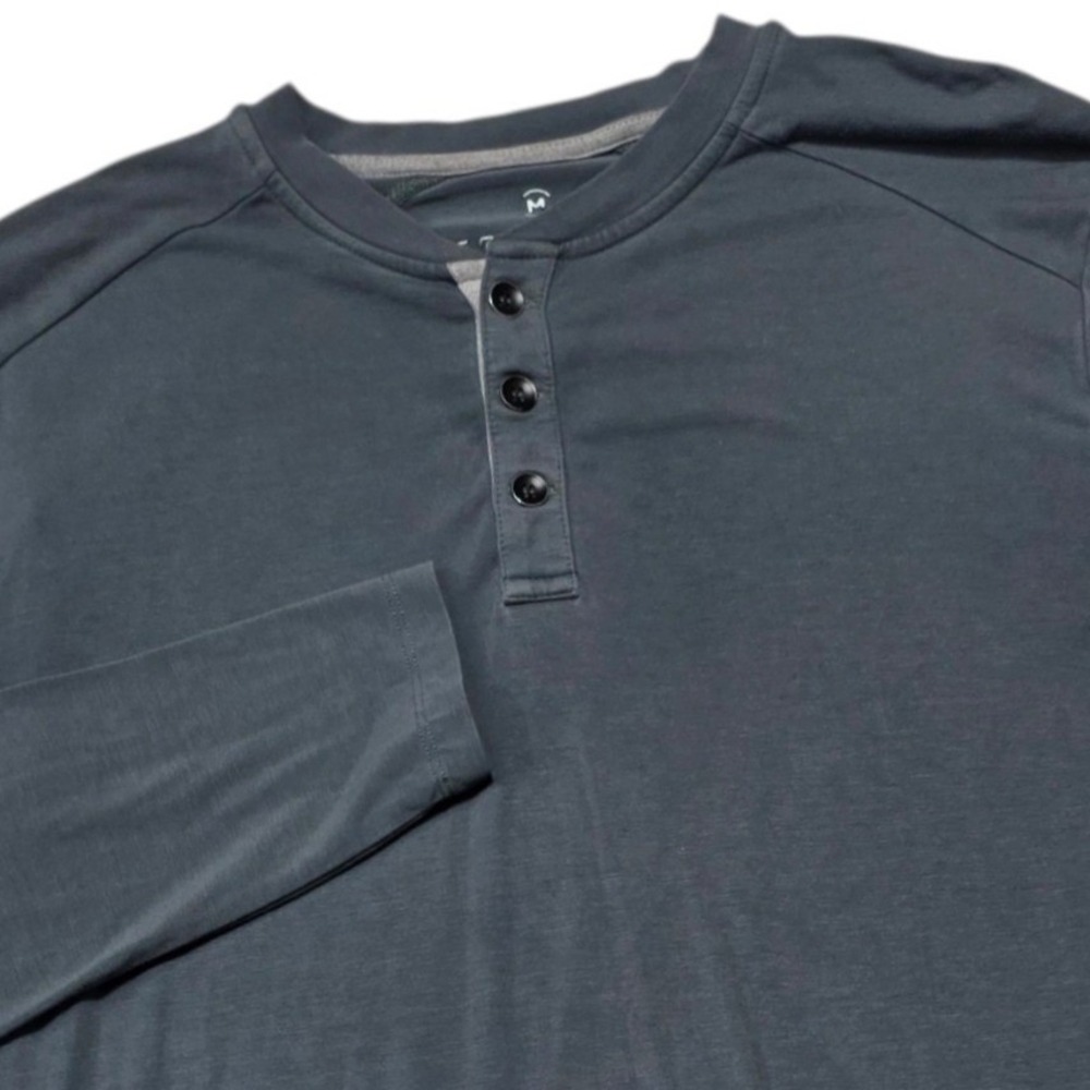 Free Fly Bamboo Henley Men M Gray Long Sleeve Shirt Outdoor Active Soft Stretch